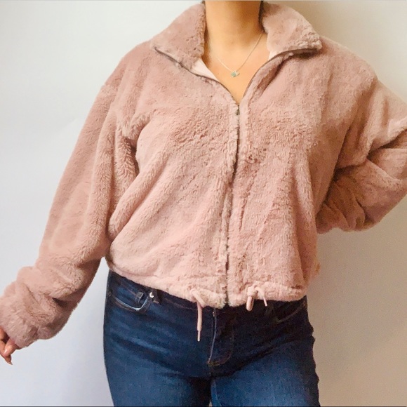 Juniors This & More Pink Faux Fur Cropped Jacket - Picture 2 of 8